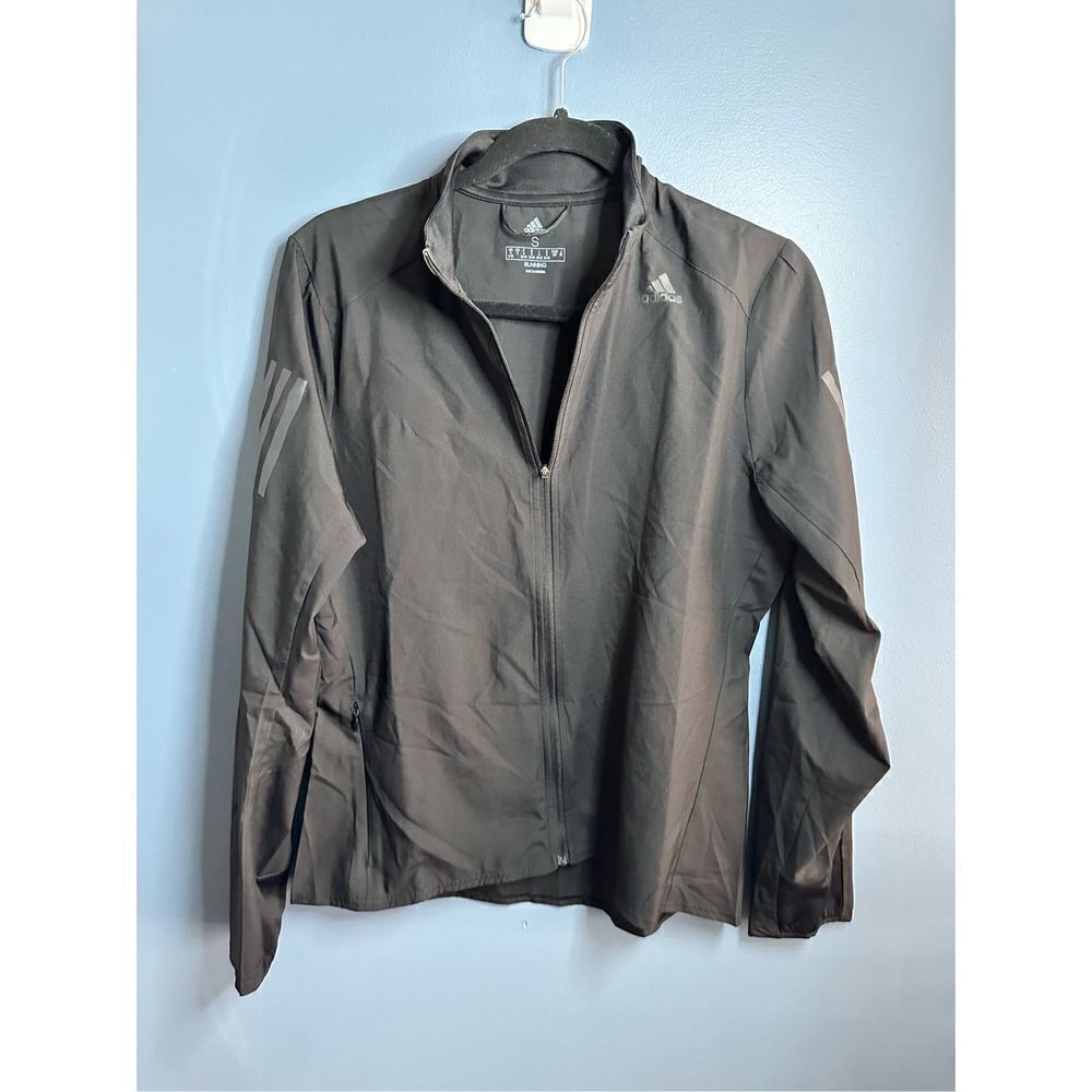 Adidas Running Jacket Full Zip Long Sleeve Lightweight Black Size Small